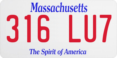 MA license plate 316LU7