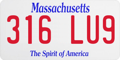 MA license plate 316LU9