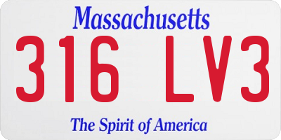 MA license plate 316LV3