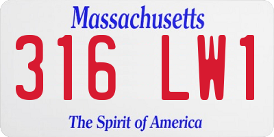 MA license plate 316LW1