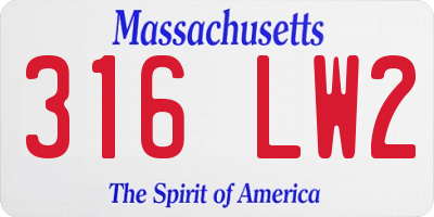 MA license plate 316LW2