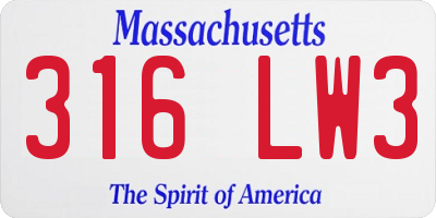 MA license plate 316LW3