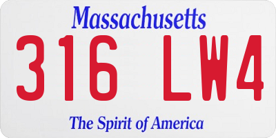 MA license plate 316LW4