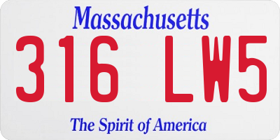 MA license plate 316LW5