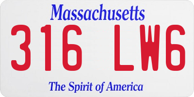 MA license plate 316LW6