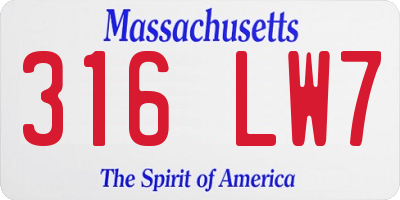 MA license plate 316LW7
