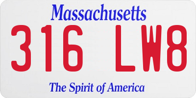 MA license plate 316LW8