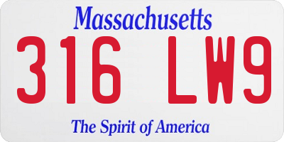 MA license plate 316LW9