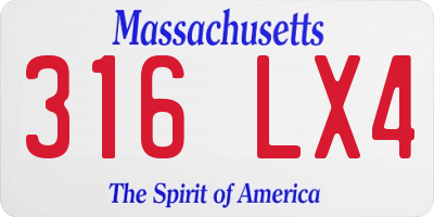 MA license plate 316LX4