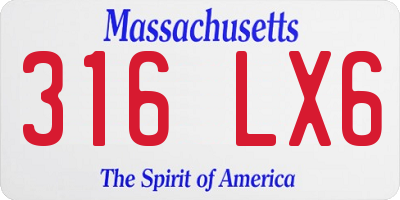MA license plate 316LX6