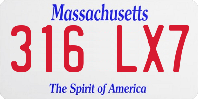 MA license plate 316LX7
