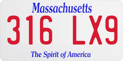 MA license plate 316LX9
