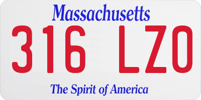MA license plate 316LZ0