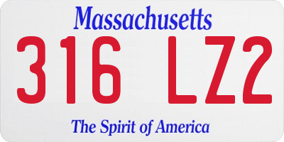 MA license plate 316LZ2