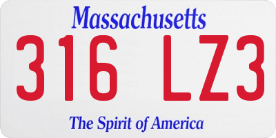 MA license plate 316LZ3