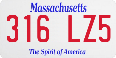MA license plate 316LZ5