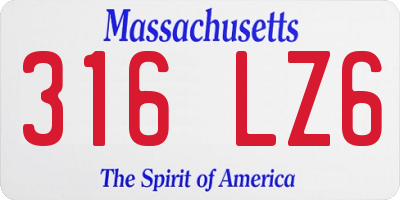 MA license plate 316LZ6