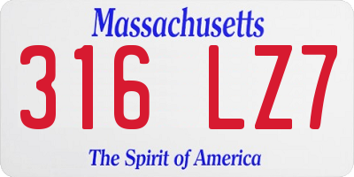 MA license plate 316LZ7