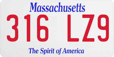 MA license plate 316LZ9