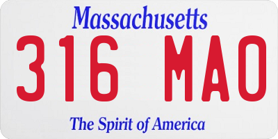 MA license plate 316MA0