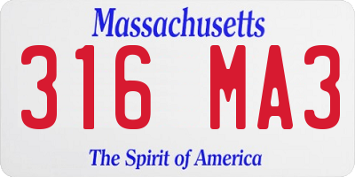 MA license plate 316MA3