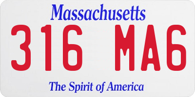 MA license plate 316MA6