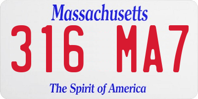 MA license plate 316MA7