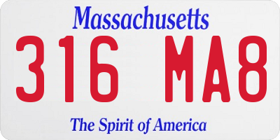MA license plate 316MA8