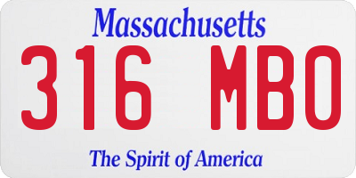 MA license plate 316MB0