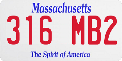 MA license plate 316MB2