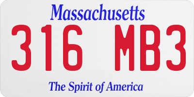 MA license plate 316MB3