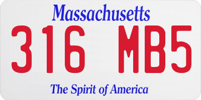 MA license plate 316MB5