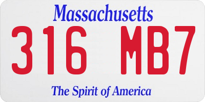 MA license plate 316MB7