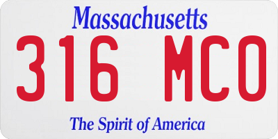 MA license plate 316MC0