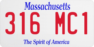 MA license plate 316MC1