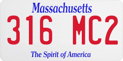 MA license plate 316MC2