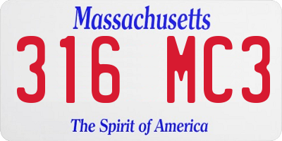 MA license plate 316MC3
