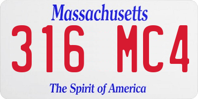 MA license plate 316MC4