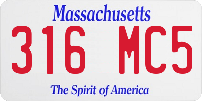 MA license plate 316MC5