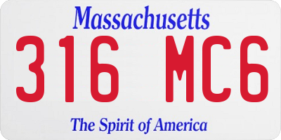 MA license plate 316MC6