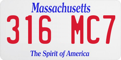 MA license plate 316MC7