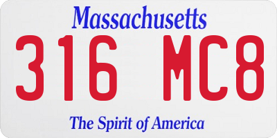 MA license plate 316MC8