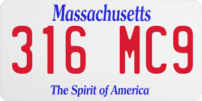 MA license plate 316MC9