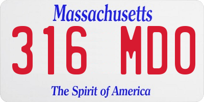 MA license plate 316MD0