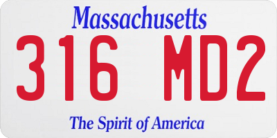 MA license plate 316MD2