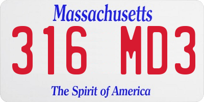 MA license plate 316MD3