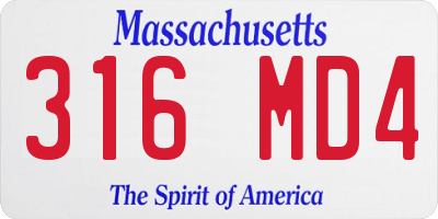MA license plate 316MD4