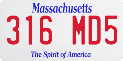 MA license plate 316MD5
