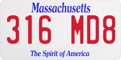 MA license plate 316MD8