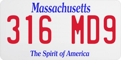 MA license plate 316MD9
